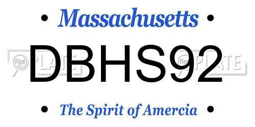 DBHS92 Massachusetts License Plate