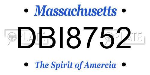DBI8752 Massachusetts License Plate