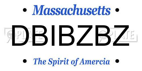 DBIBZBZ Massachusetts License Plate