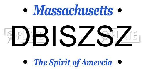 DBISZSZ Massachusetts License Plate