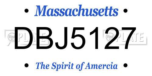DBJ5127 Massachusetts License Plate