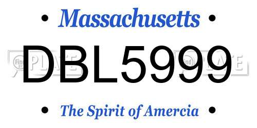 DBL5999 Massachusetts License Plate