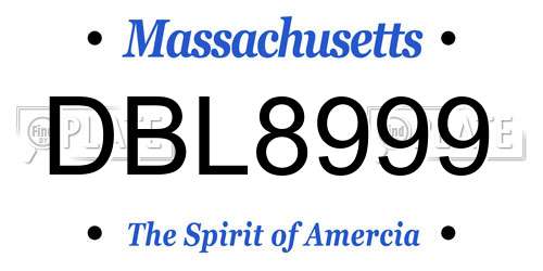 DBL8999 Massachusetts License Plate