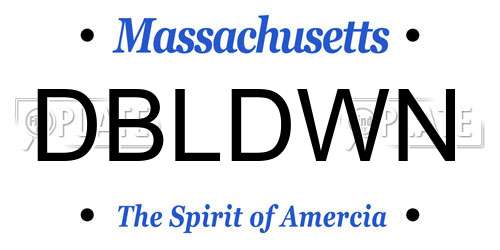 DBLDWN Massachusetts License Plate