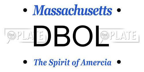 DBOL Massachusetts License Plate