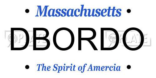 DBORDO Massachusetts License Plate