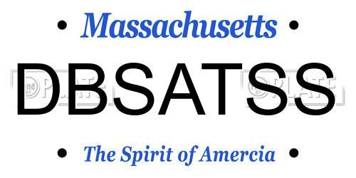 DBSATSS Massachusetts License Plate