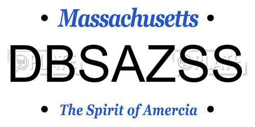 DBSAZSS Massachusetts License Plate