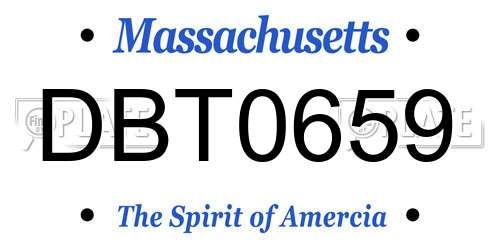 DBT0659 Massachusetts License Plate