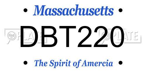 DBT220 Massachusetts License Plate