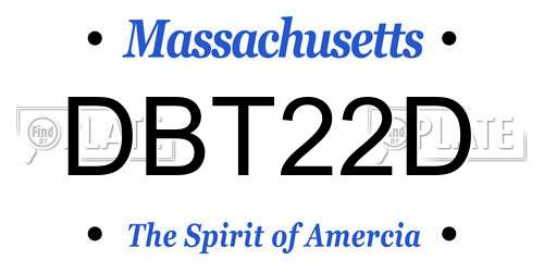 DBT22D Massachusetts License Plate