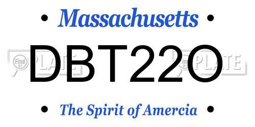 DBT22O Massachusetts License Plate