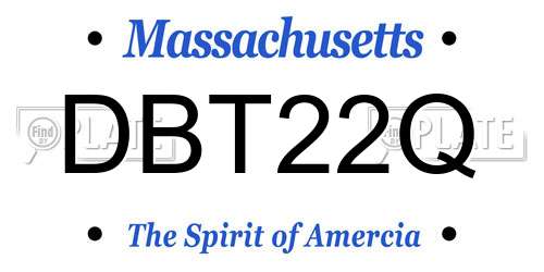 DBT22Q Massachusetts License Plate