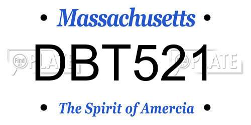 DBT521 Massachusetts License Plate