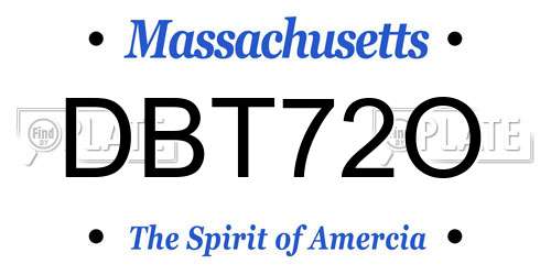 DBT72O Massachusetts License Plate