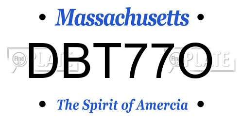 DBT77O Massachusetts License Plate