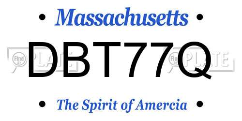 DBT77Q Massachusetts License Plate