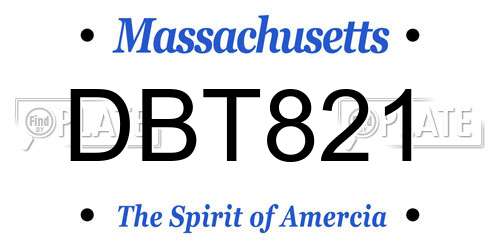 DBT821 Massachusetts License Plate