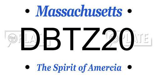 DBTZ20 Massachusetts License Plate