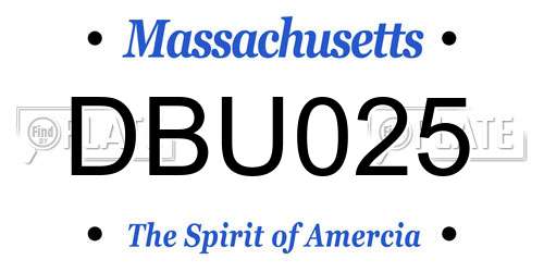 DBU025 Massachusetts License Plate