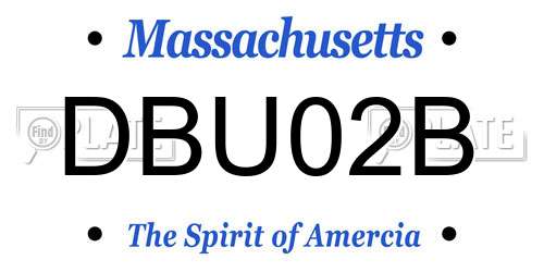 DBU02B Massachusetts License Plate
