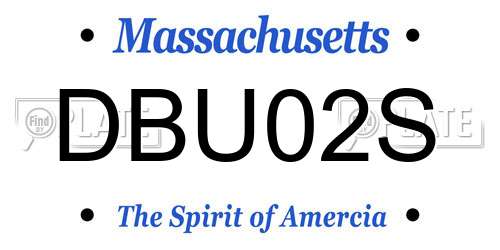 DBU02S Massachusetts License Plate