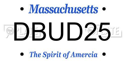 DBUD25 Massachusetts License Plate