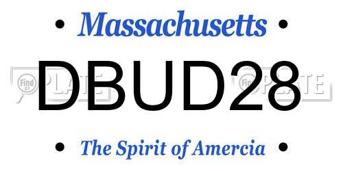 DBUD28 Massachusetts License Plate
