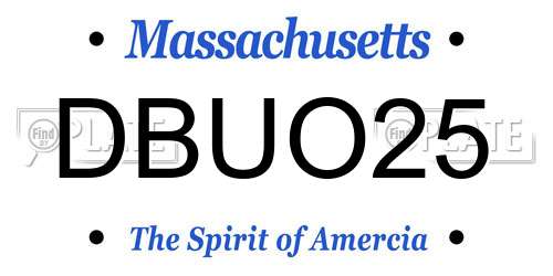 DBUO25 Massachusetts License Plate