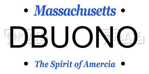 DBUONO Massachusetts License Plate