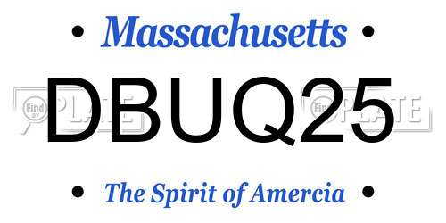 DBUQ25 Massachusetts License Plate