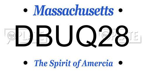 DBUQ28 Massachusetts License Plate