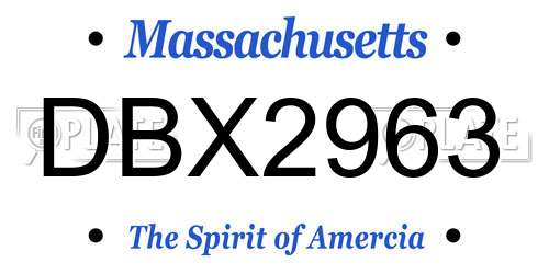DBX2963 Massachusetts License Plate