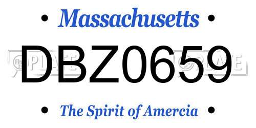 DBZ0659 Massachusetts License Plate