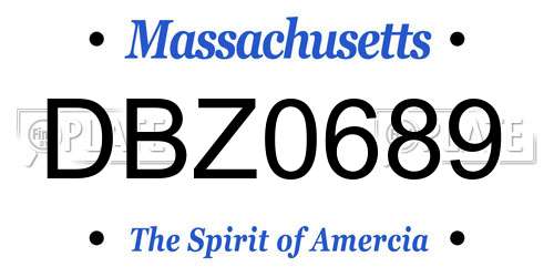 DBZ0689 Massachusetts License Plate