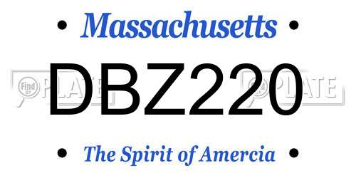 DBZ220 Massachusetts License Plate