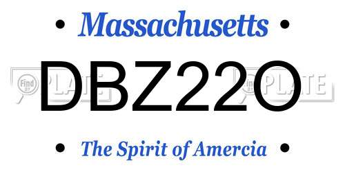 DBZ22O Massachusetts License Plate