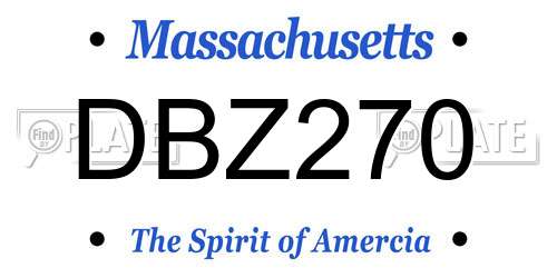 DBZ270 Massachusetts License Plate