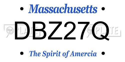 DBZ27Q Massachusetts License Plate