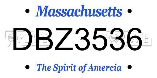 DBZ3536 Massachusetts License Plate