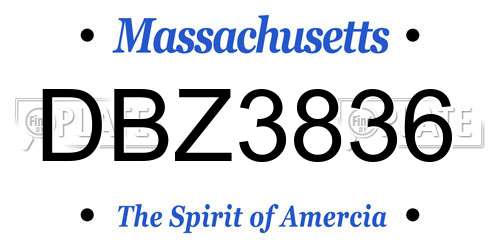 DBZ3836 Massachusetts License Plate
