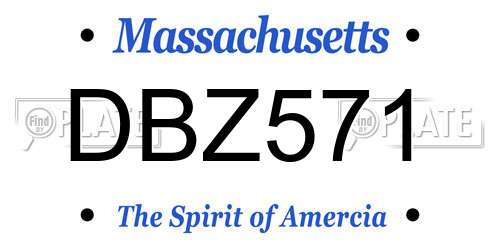 DBZ571 Massachusetts License Plate
