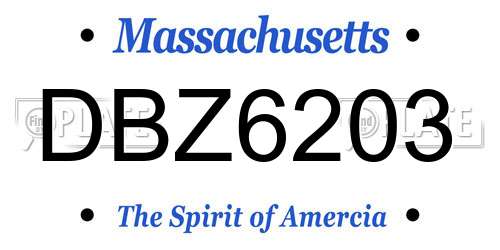 DBZ6203 Massachusetts License Plate
