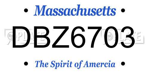 DBZ6703 Massachusetts License Plate