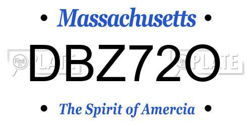 DBZ72O Massachusetts License Plate