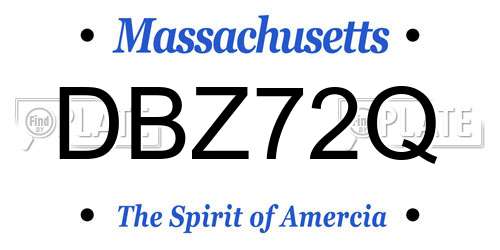 DBZ72Q Massachusetts License Plate