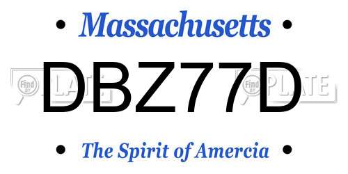 DBZ77D Massachusetts License Plate