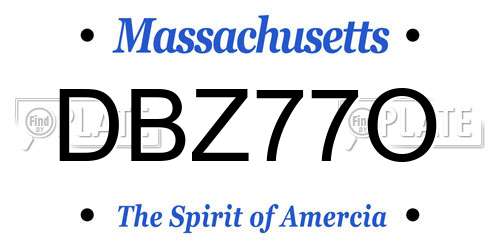 DBZ77O Massachusetts License Plate