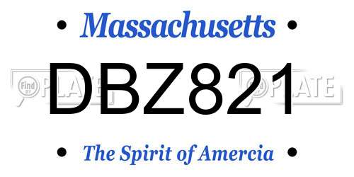 DBZ821 Massachusetts License Plate