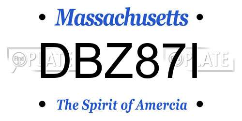 DBZ87I Massachusetts License Plate